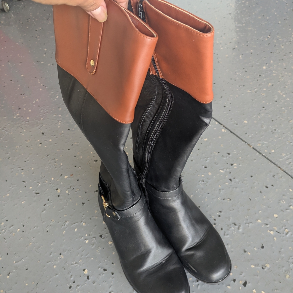 Two-Tone Black and Brown Riding Boots